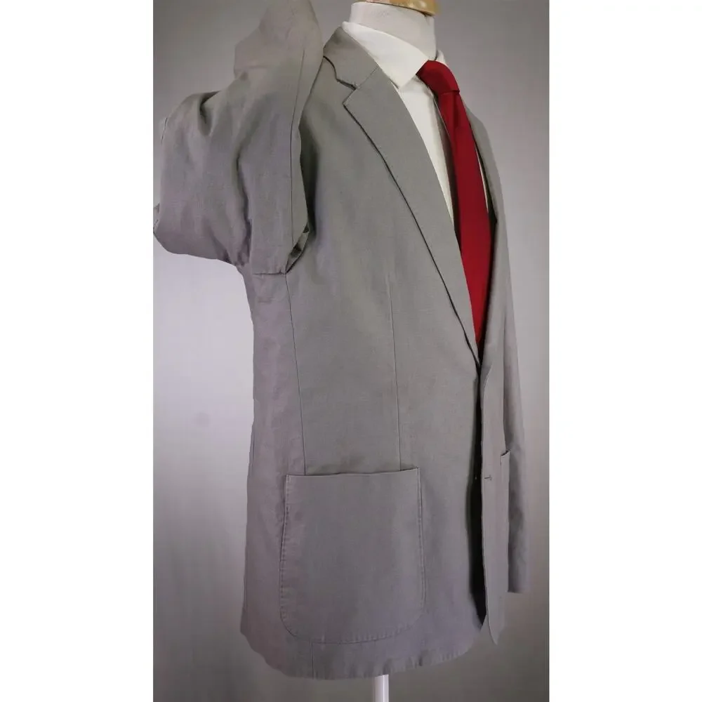 J Crew Mens Slate Gray Classic Fit Hemp Cotton Patch Pocket 2-Btn Suit Large 42R